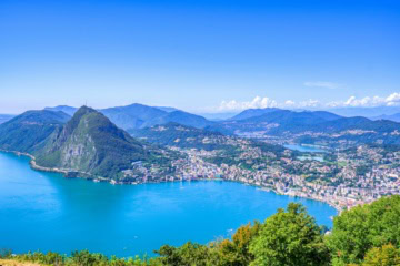 Lugano in der Schweiz von oben