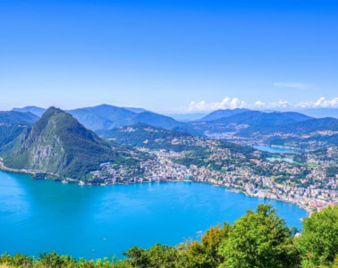 Lugano in der Schweiz von oben