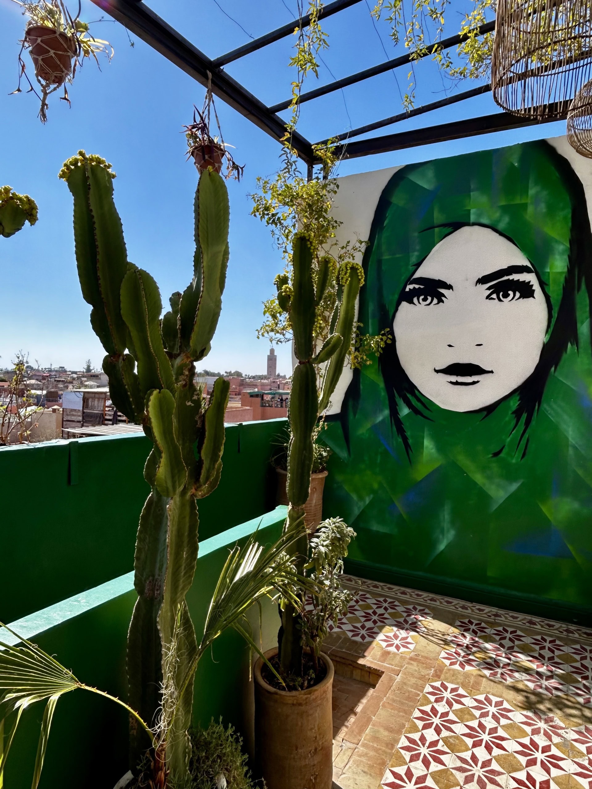 Restaurant, Terrasse, Blick über Marrakech, Kaktus