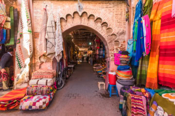 Souk in Marrakesh it Teppichen