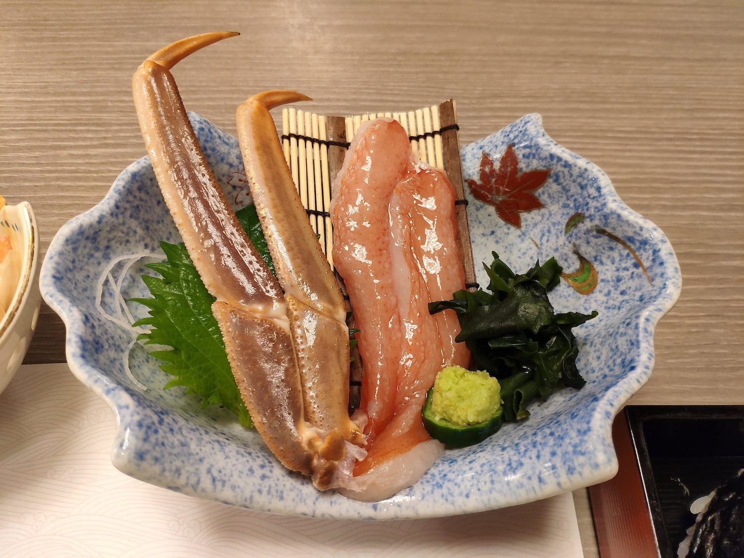 Krabben-Sashimi im Kaiseki-Menü
