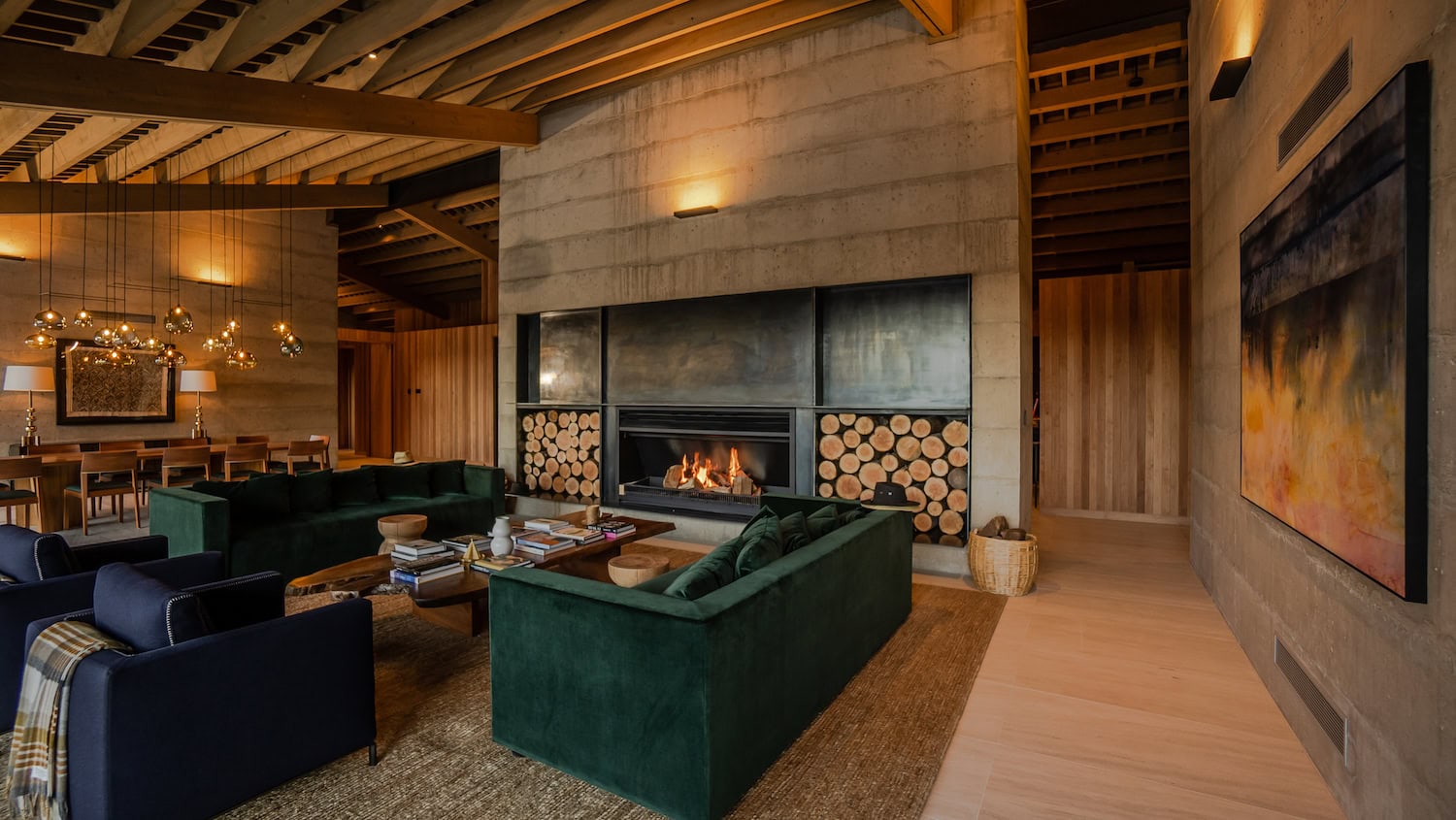 Wohnzimmer in der Flockhill Lodge in Neuseeland