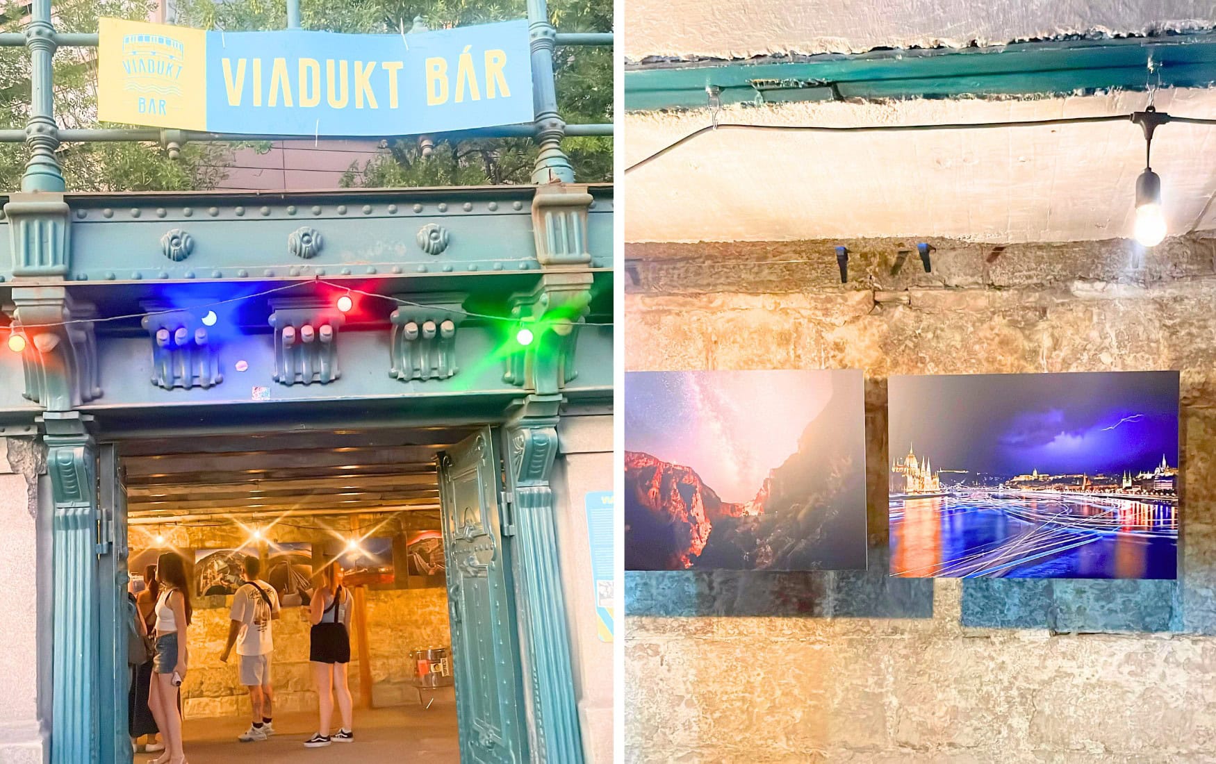 Eingang der Vidadukt Bar in Budapest