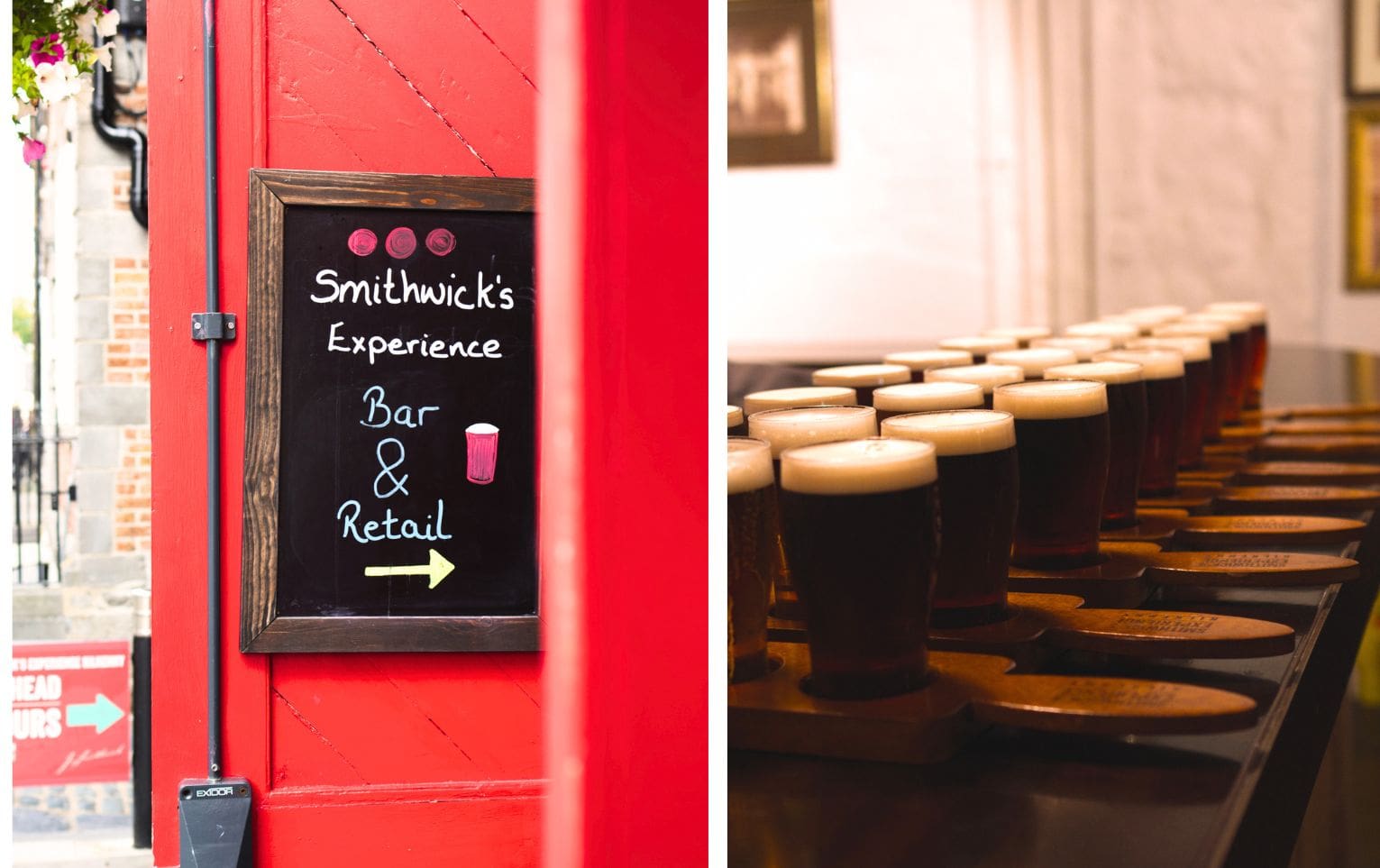 Bier von Kilkenny und der Eingang zur Brauerei-Experience