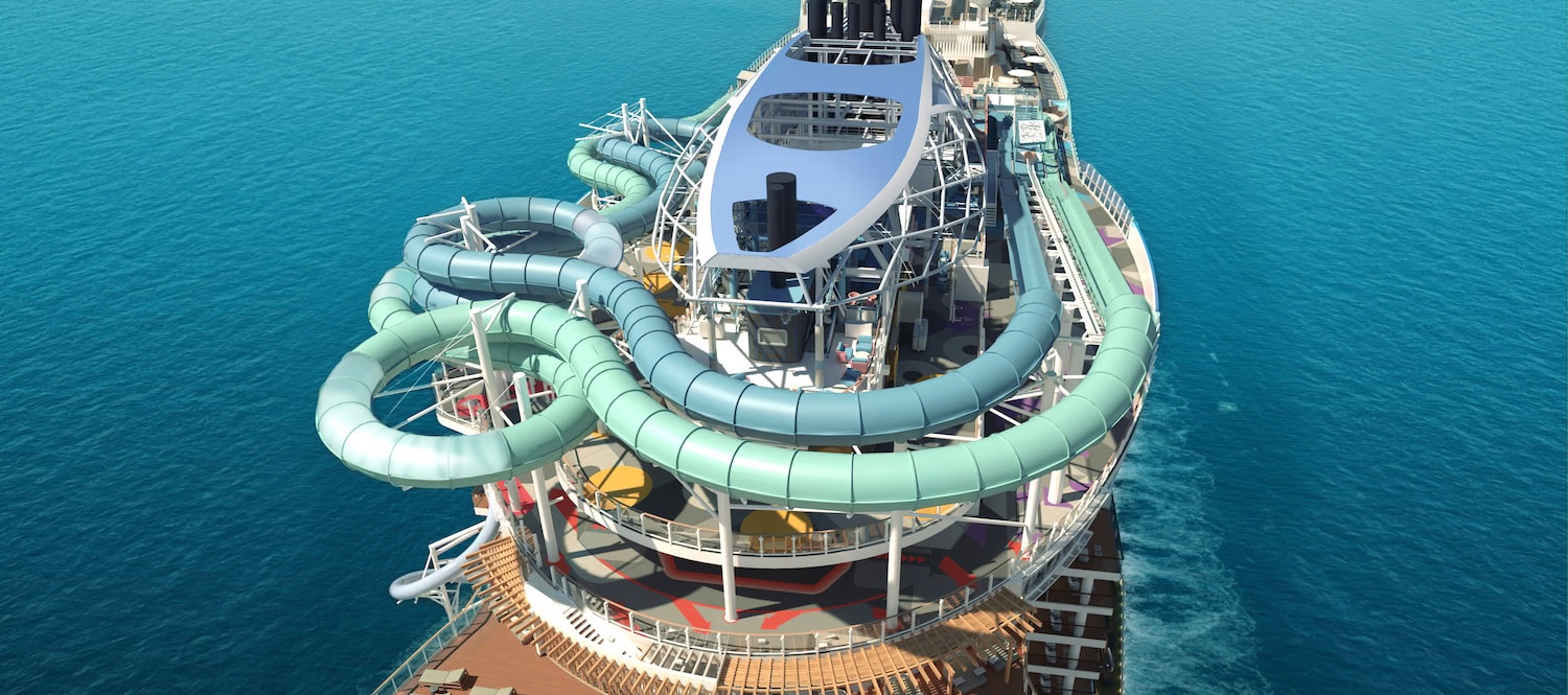 die »Aqua Slidecoaster« an Bord der Norwegian Aqua (die weltweit erste Hybrid-Rutsche)