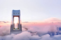 Spitze des Hotel Ciel Dubai Marina über den Wolken