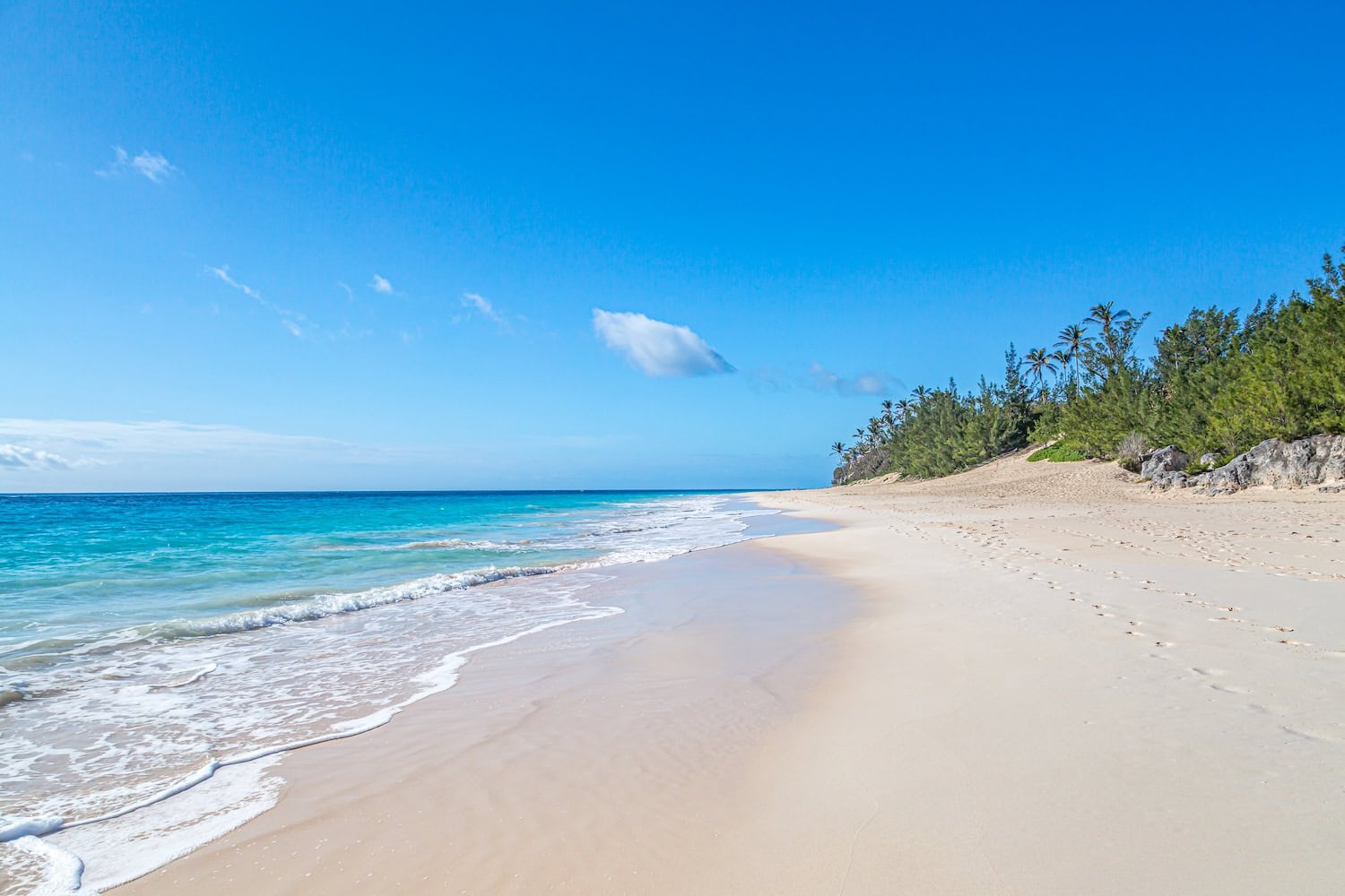 Blick auf den Traumstrand Elbow Beach