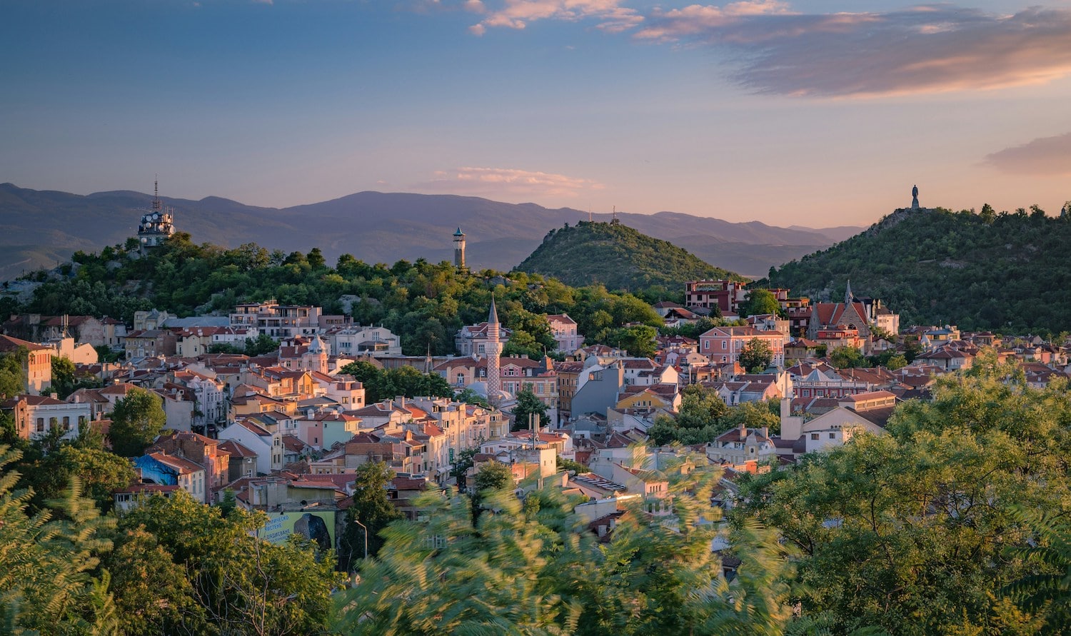 Blick auf das Städtchen Polwdow in Bulgarien