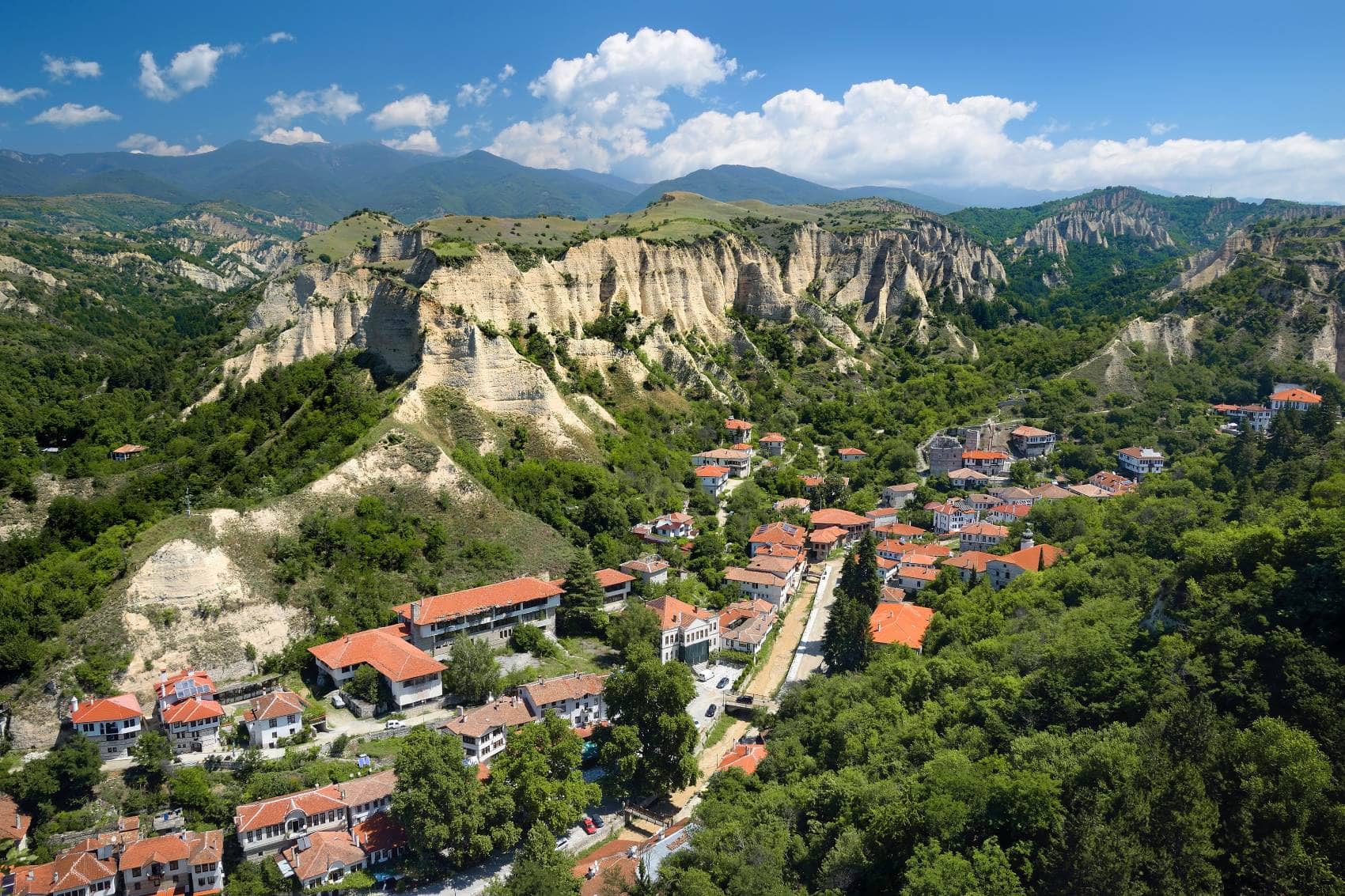 Melnik in Bulgarien aus der Vogelperspektive