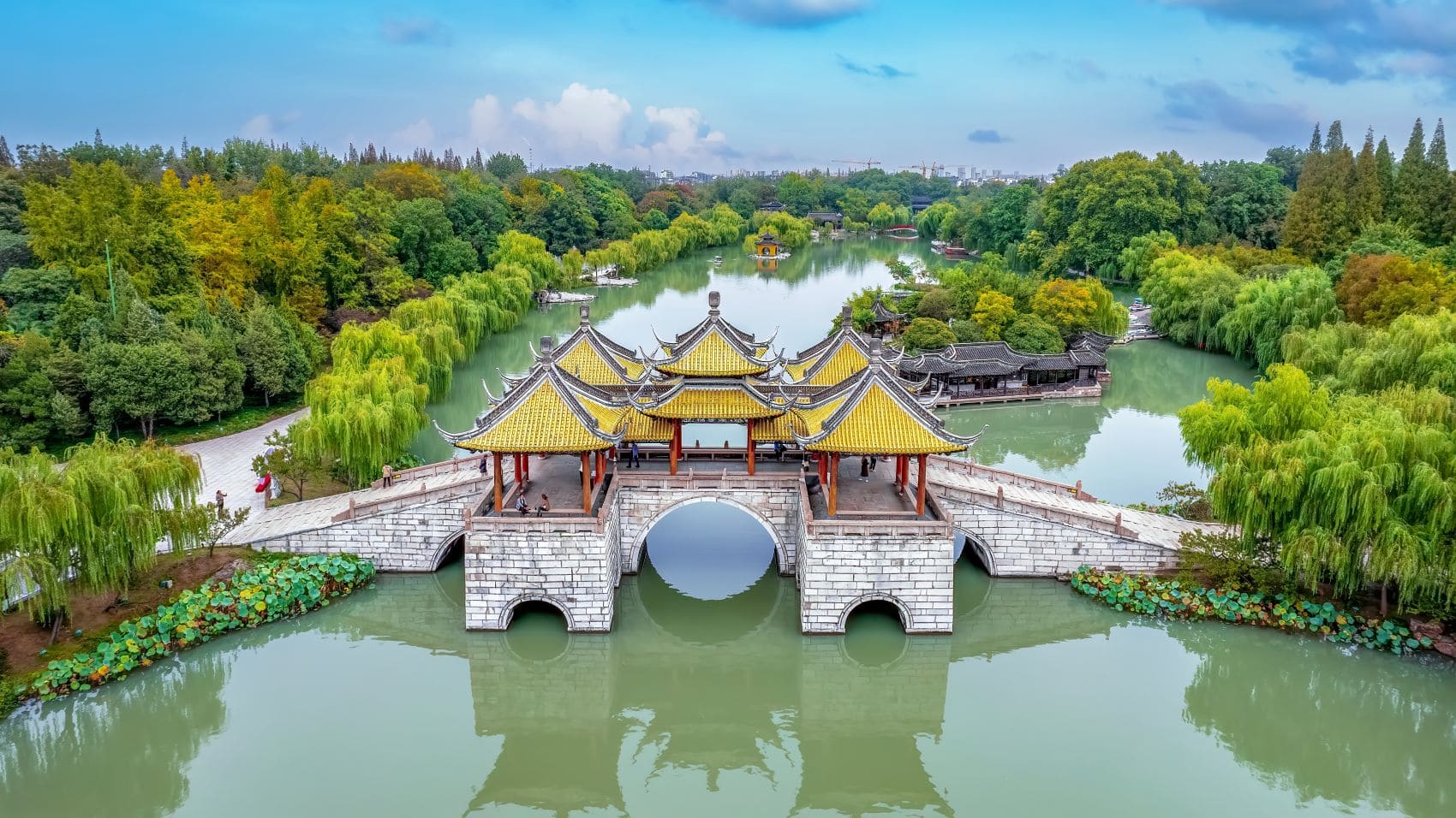 Luftaufnahme der chinesischen Gartenlandschaft in Yangzhou