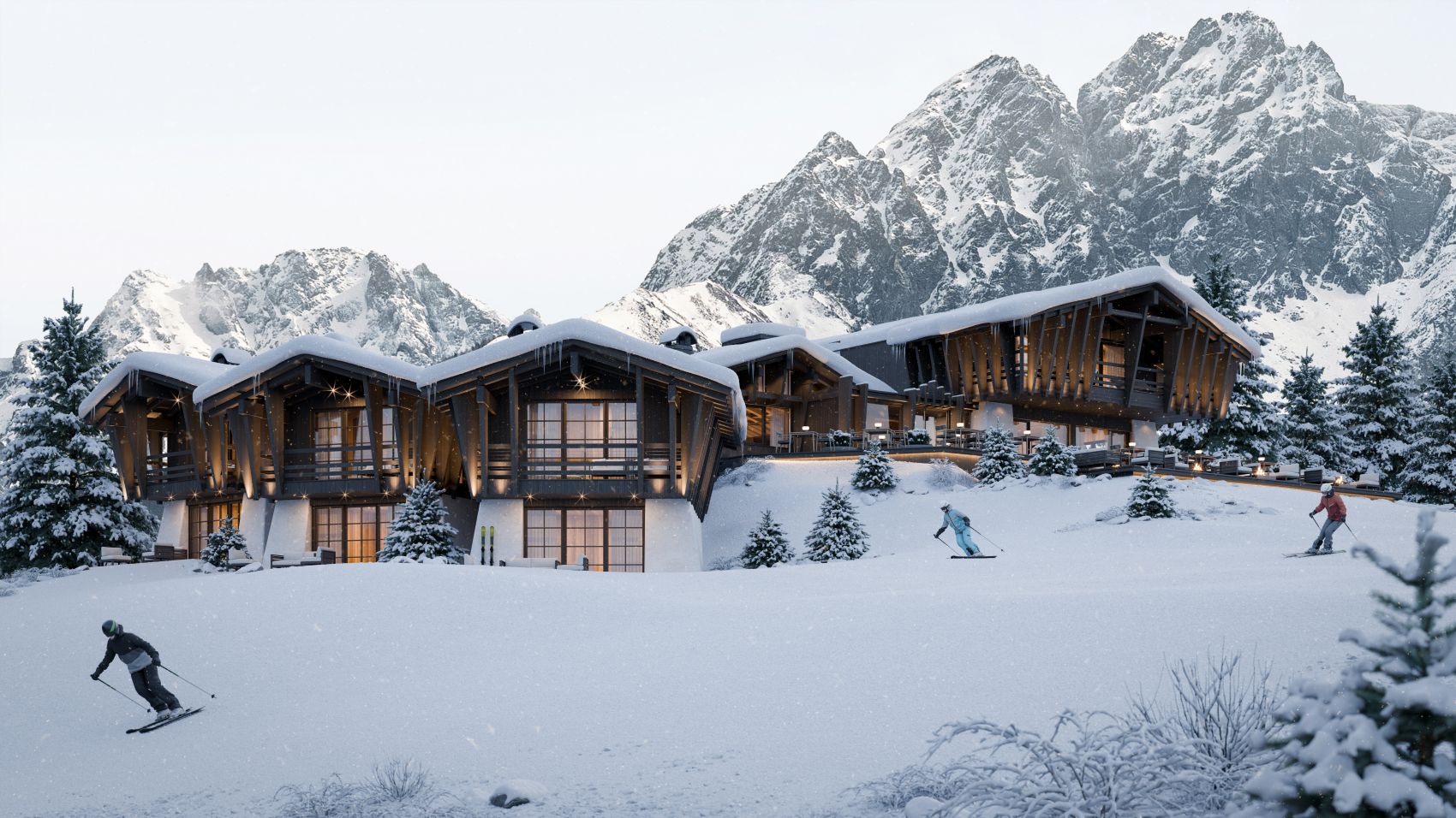 Außenansicht der Zuegg Alpine Chalets 