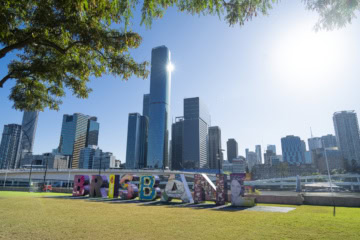 Blick auf die Skyline von Brisbane.