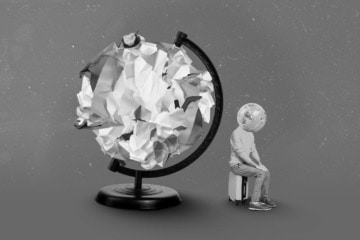 Collage von einem Menschen in Krisenzeiten