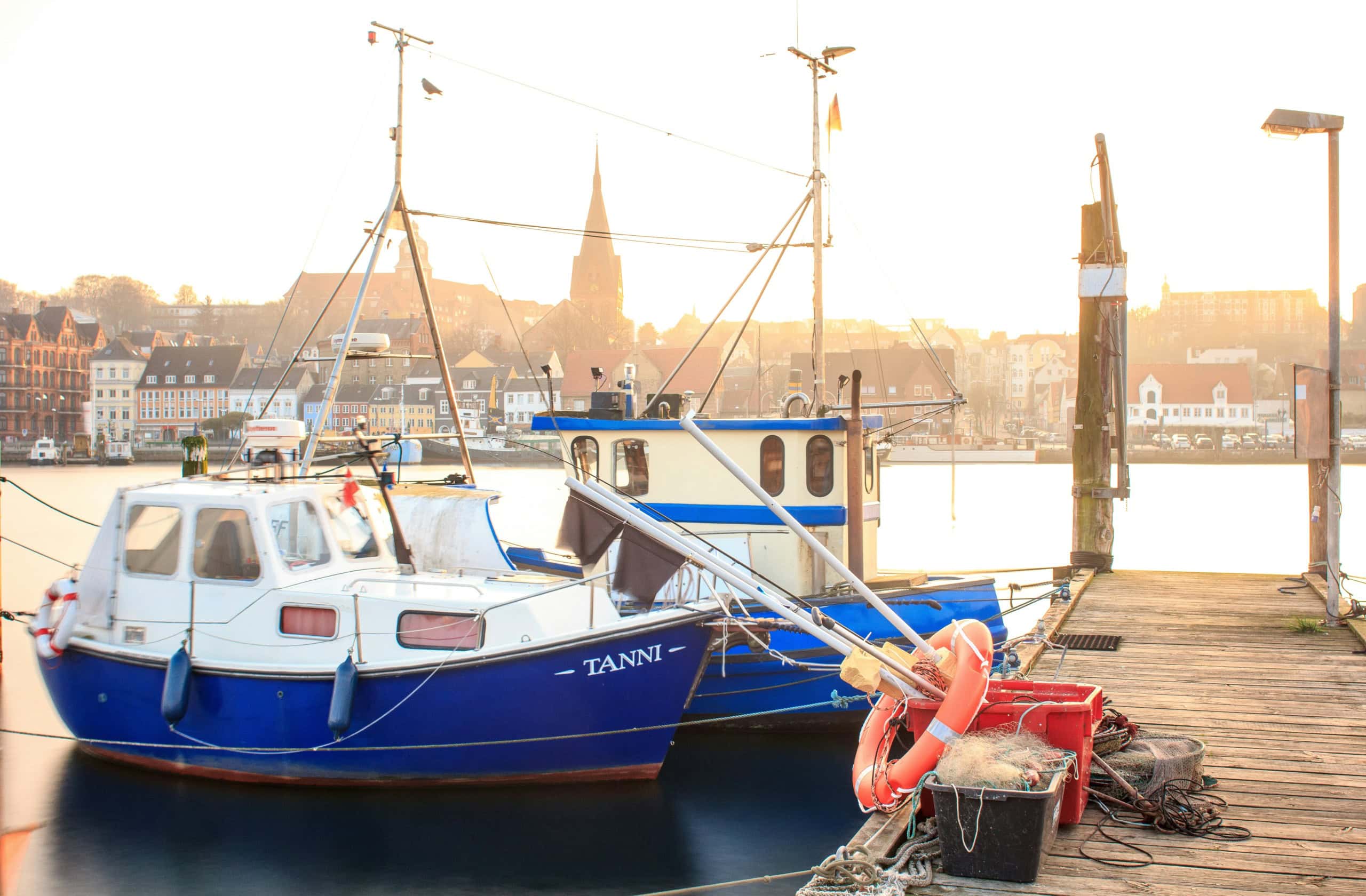 Boote im Hafen von Flensburg