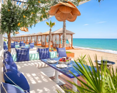 Beach Lounge am Strand bei Belek in der Türkei