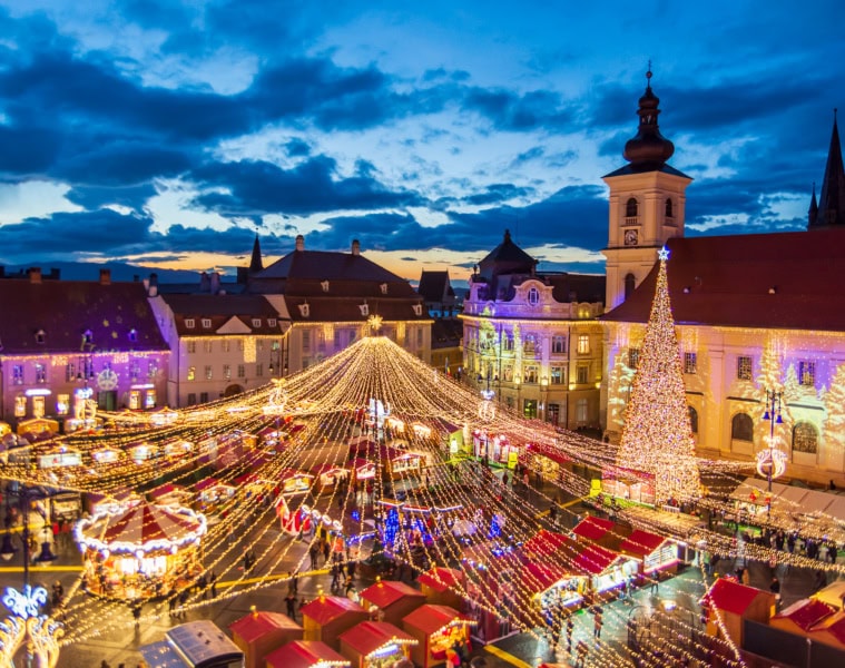 Der Weihnachtsmarkt in Sibiu.