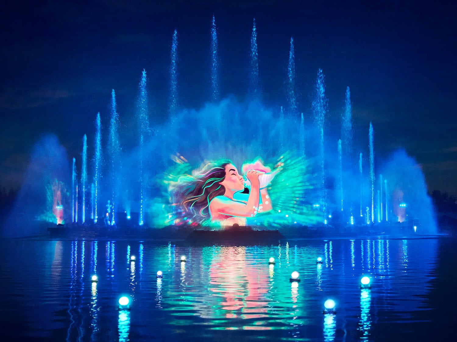 Lightshow mit Moana im Disneyland Paris.