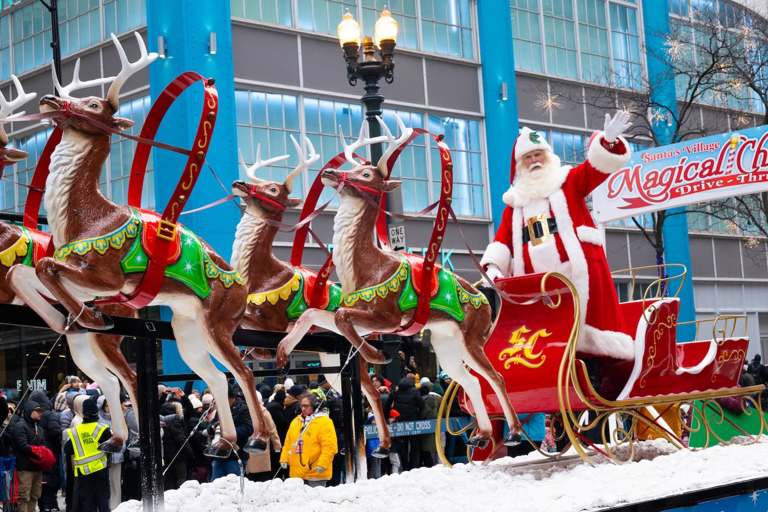 Weihnachtsmann in Chicago auf einer Kutsche