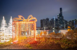 Skyline von Chicago mit Weihnachtsbeleuchtung