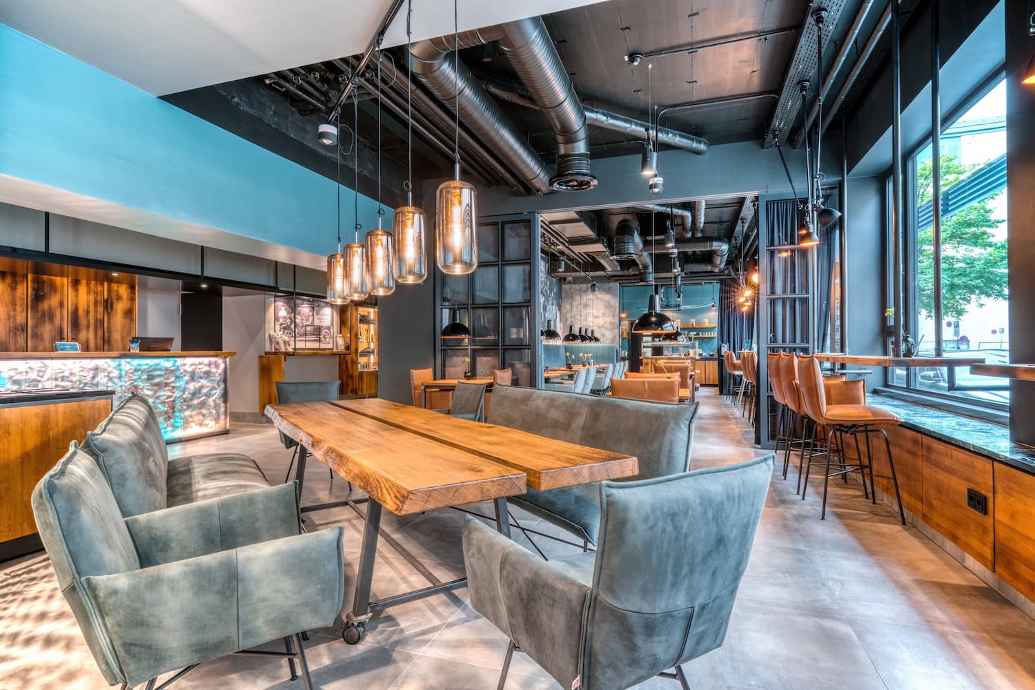 Frühstücksraum im Unsöld's Factory Hotel in München