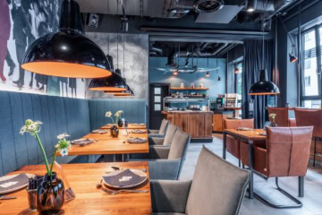 Frühstücksraum im Unsöld's Factory Hotel in München