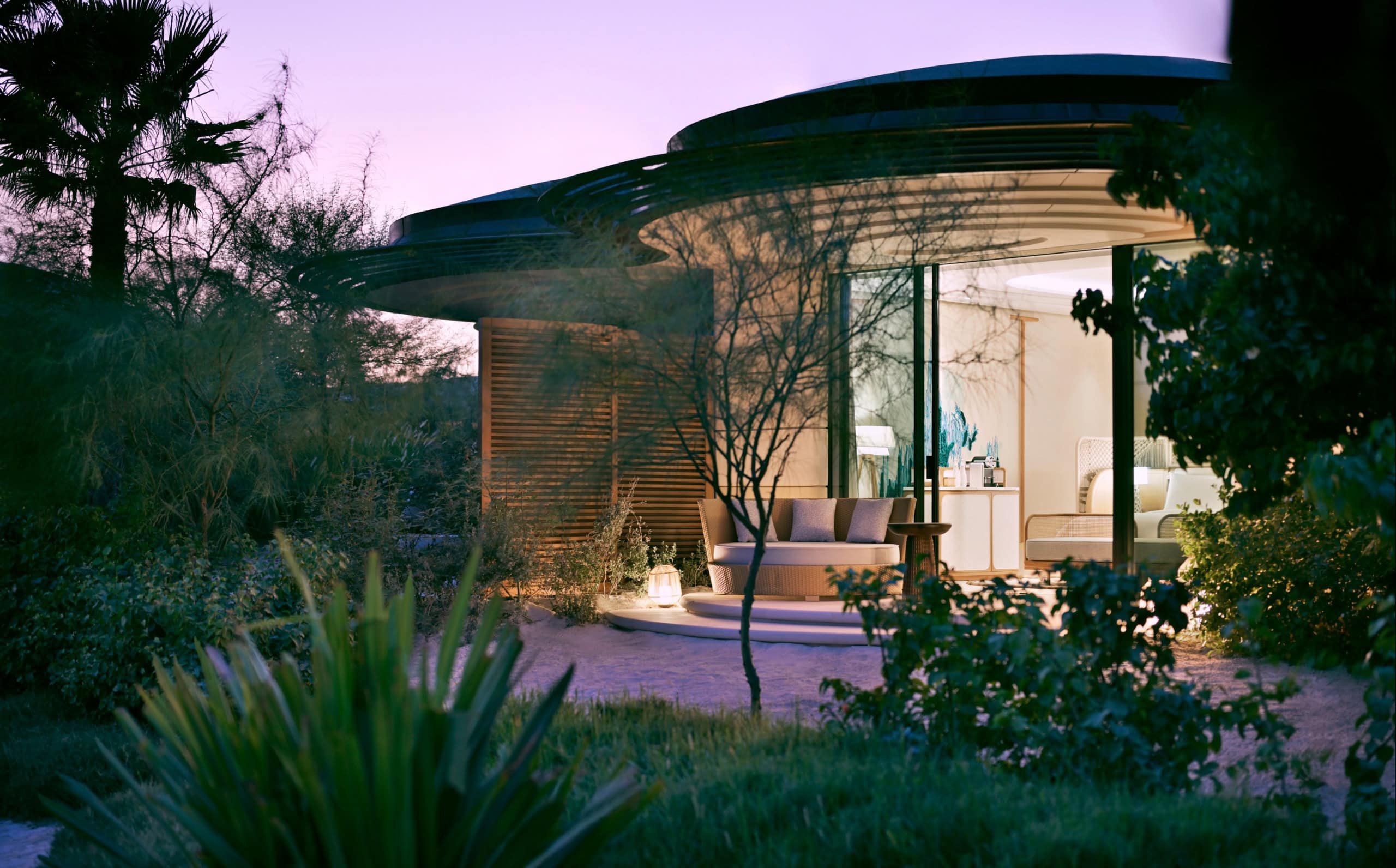 Blick auf Zimmer mit Terrasse.