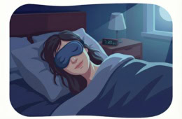 Illustration einer schlafenden Frau im Bett. Guter Schlaf im Urlaub – das ist gar nicht so einfach.