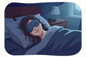 Illustration einer schlafenden Frau im Bett. Guter Schlaf im Urlaub – das ist gar nicht so einfach.