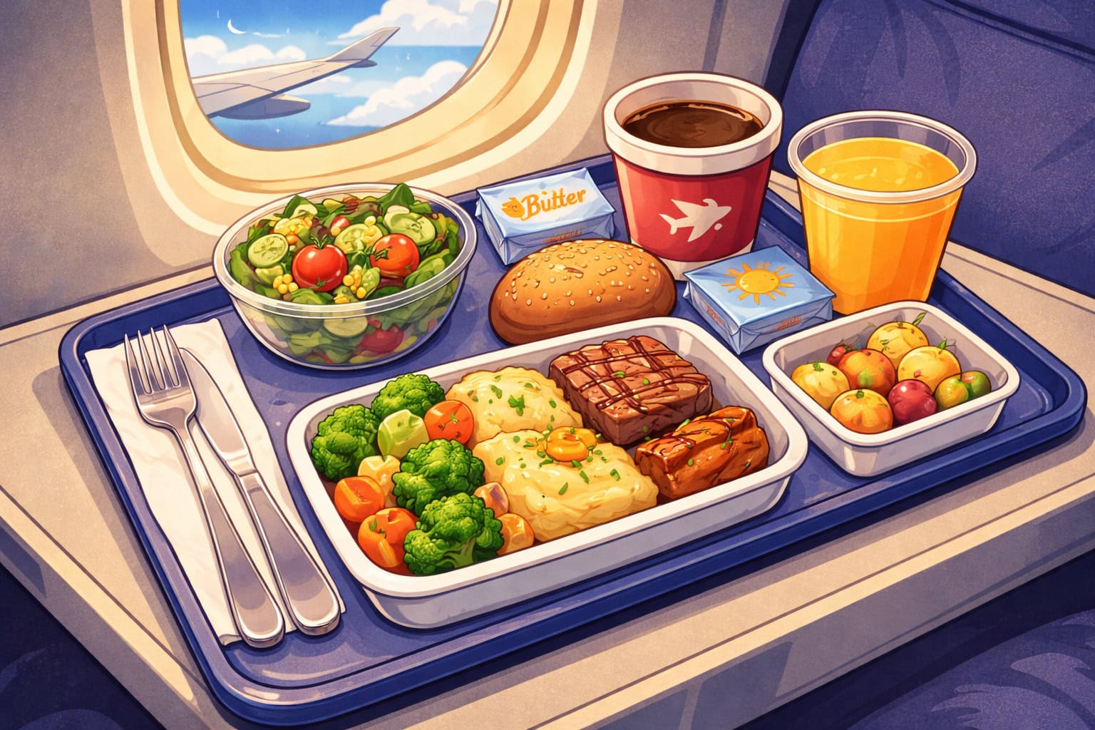 Essen im Flugzeug