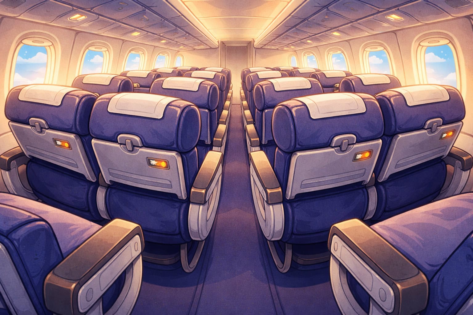 Sitzreihe im Flugzeug