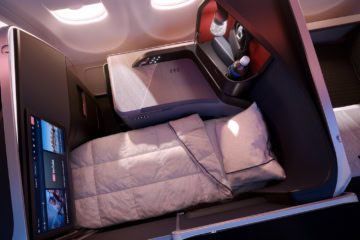 Blick von oben auf den Business Class Seat Delto Suite one