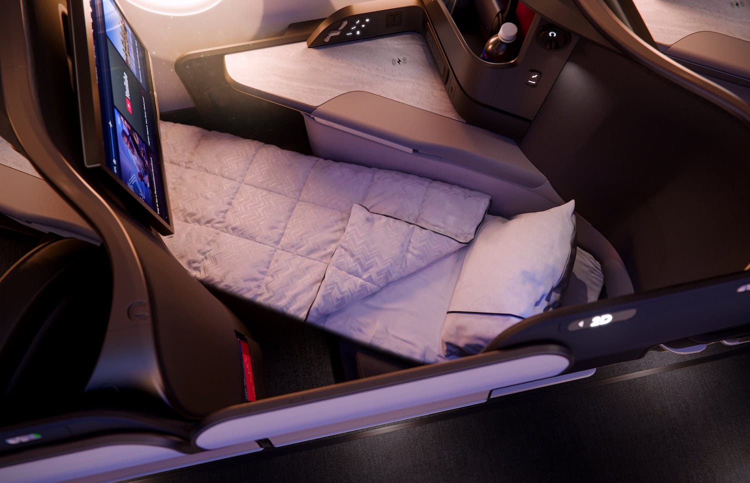 Richtig gemütlich dank Pillow Top Auflage in der Delta Business Class Suite One