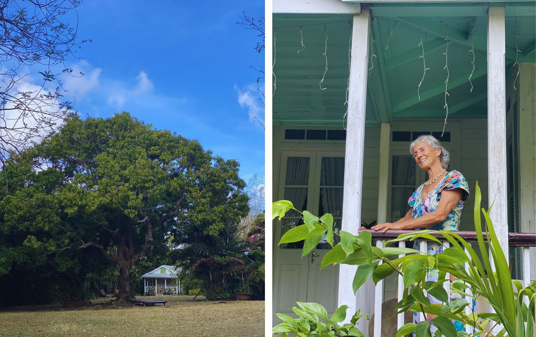 Collage mit einem Foto vom Balenbouche Estate und Uta Lawaetz