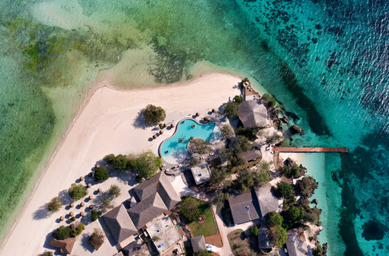 Bawe Island in Sansibar von oben fotografiert mit der Drohne