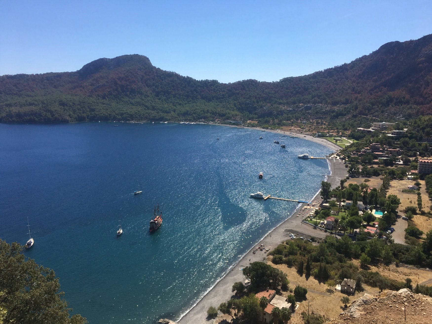 Die Bucht von Kumlubük bei Marmaris, aus der Luft aufgenommen.