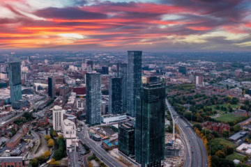 Blick auf die Skyline von Manchester in Großbritannien
