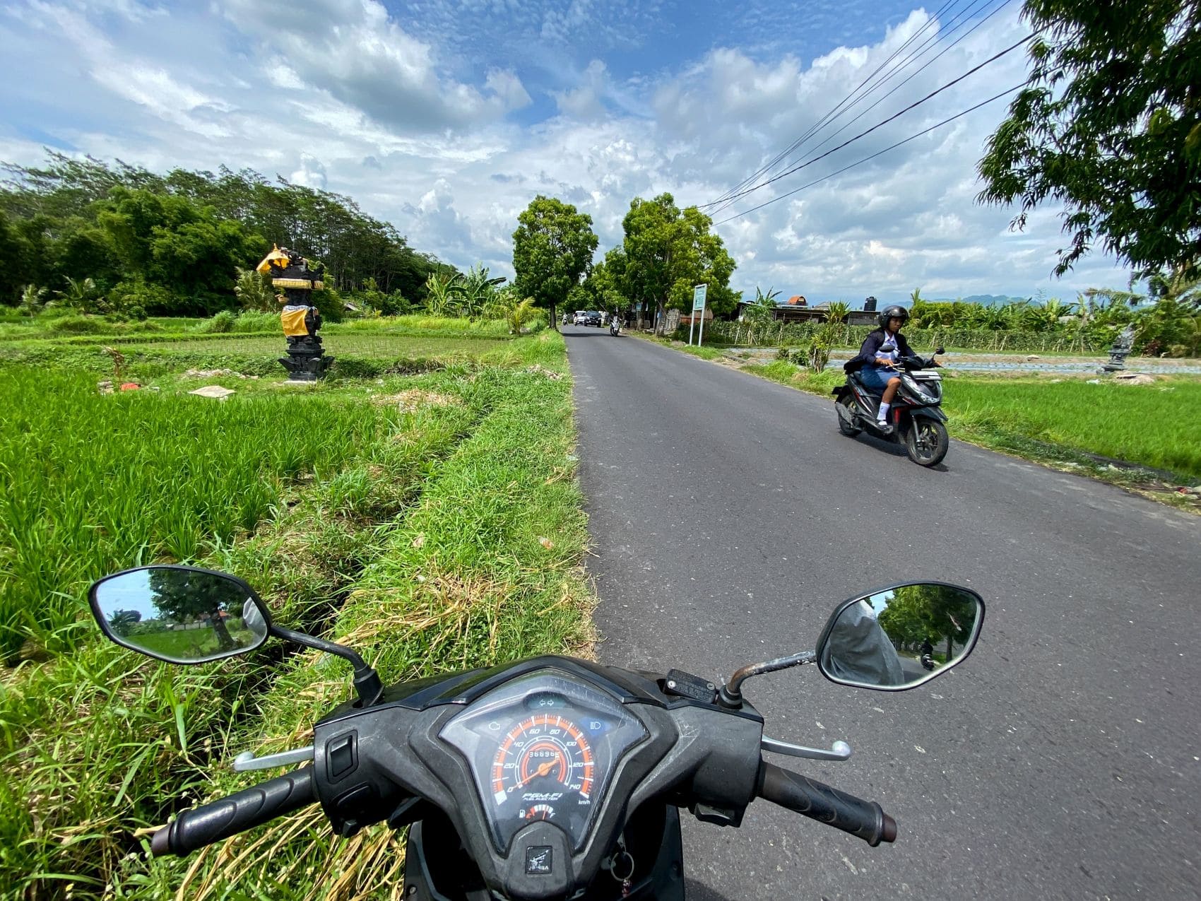 Mopedfahrer auf Landstraße auf Bali