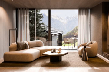 Blick aus dem Fenster in einem Amonti chalet