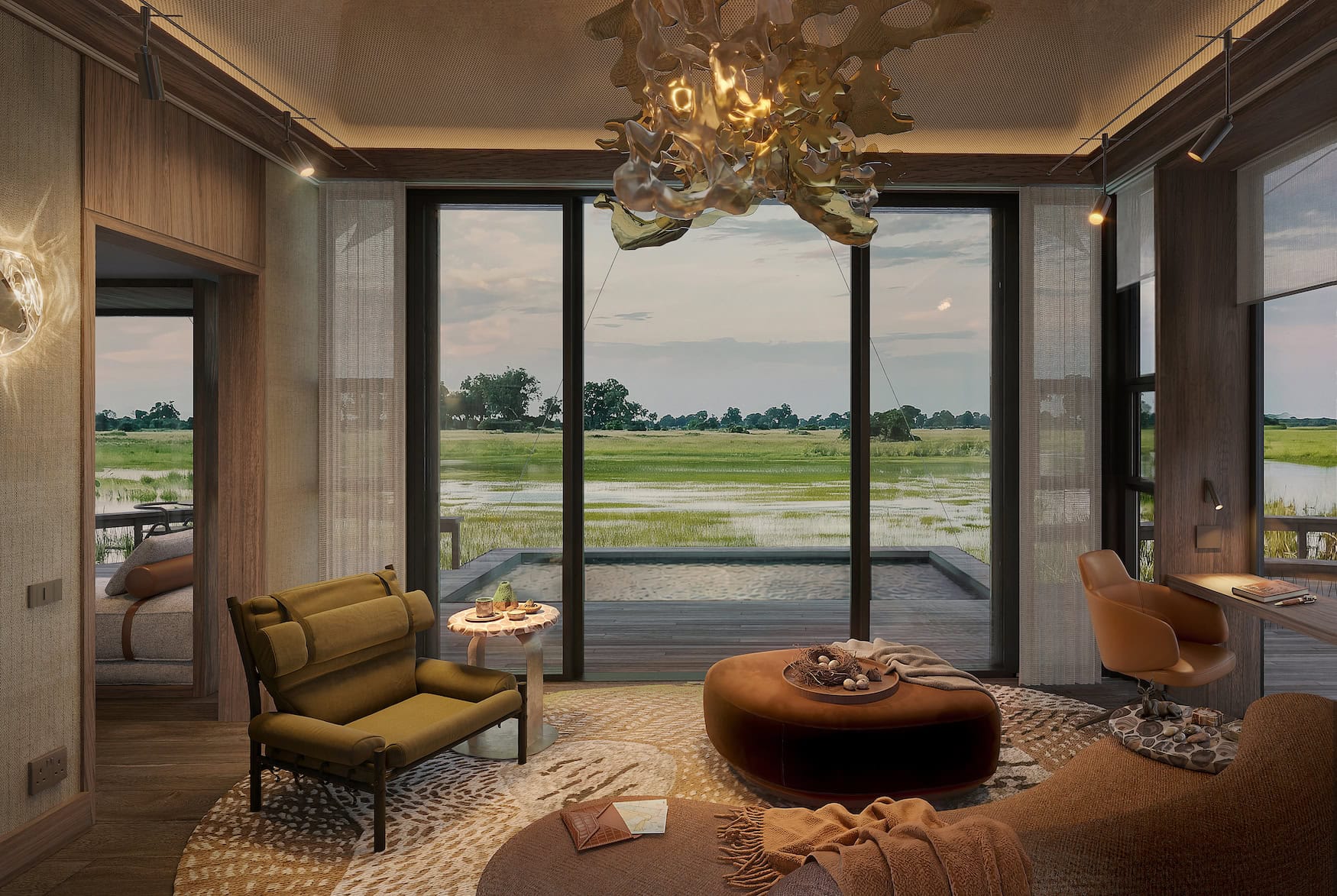 Ausblick der Suite im neuen Mokolwane Plains Camp von Natural Selection in Botswana