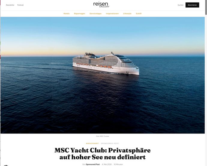 MSC-Advertorial auf reisenexclusiv.com