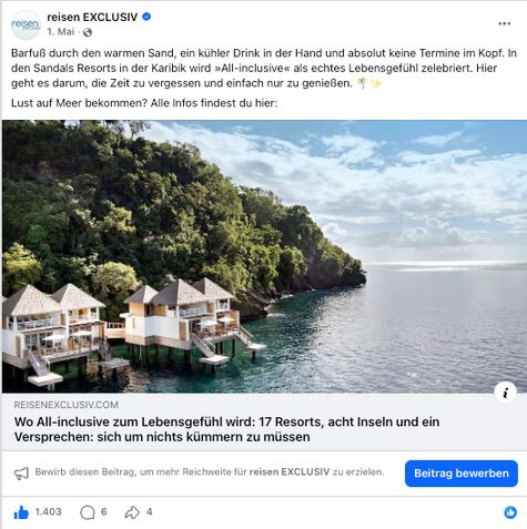 Facebook-Post zu Sandals